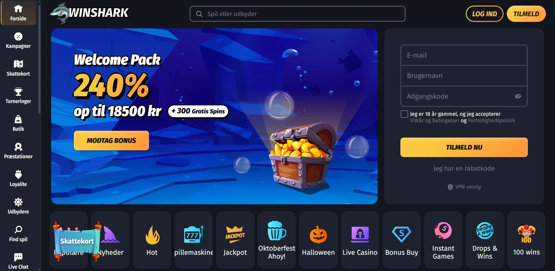 WinShark Casino – casino uden ROFUS